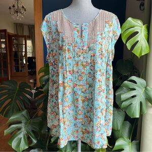 DANIEL RAINN Sleeveless Floral Relaxed Boho Blouse